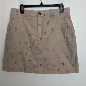 Croft & Barrow Beige Skirt with built in shorts with Pink Flamingo Design Size12